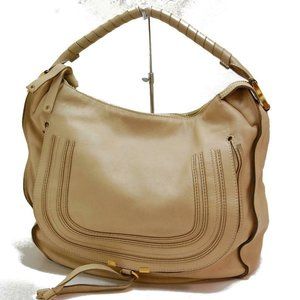 Auth Chloe Marcie Large Shoulder Bag Leather Ivory